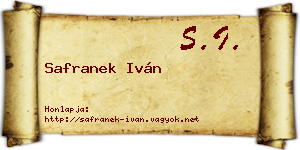 Safranek Iván névjegykártya