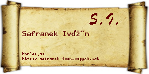 Safranek Iván névjegykártya